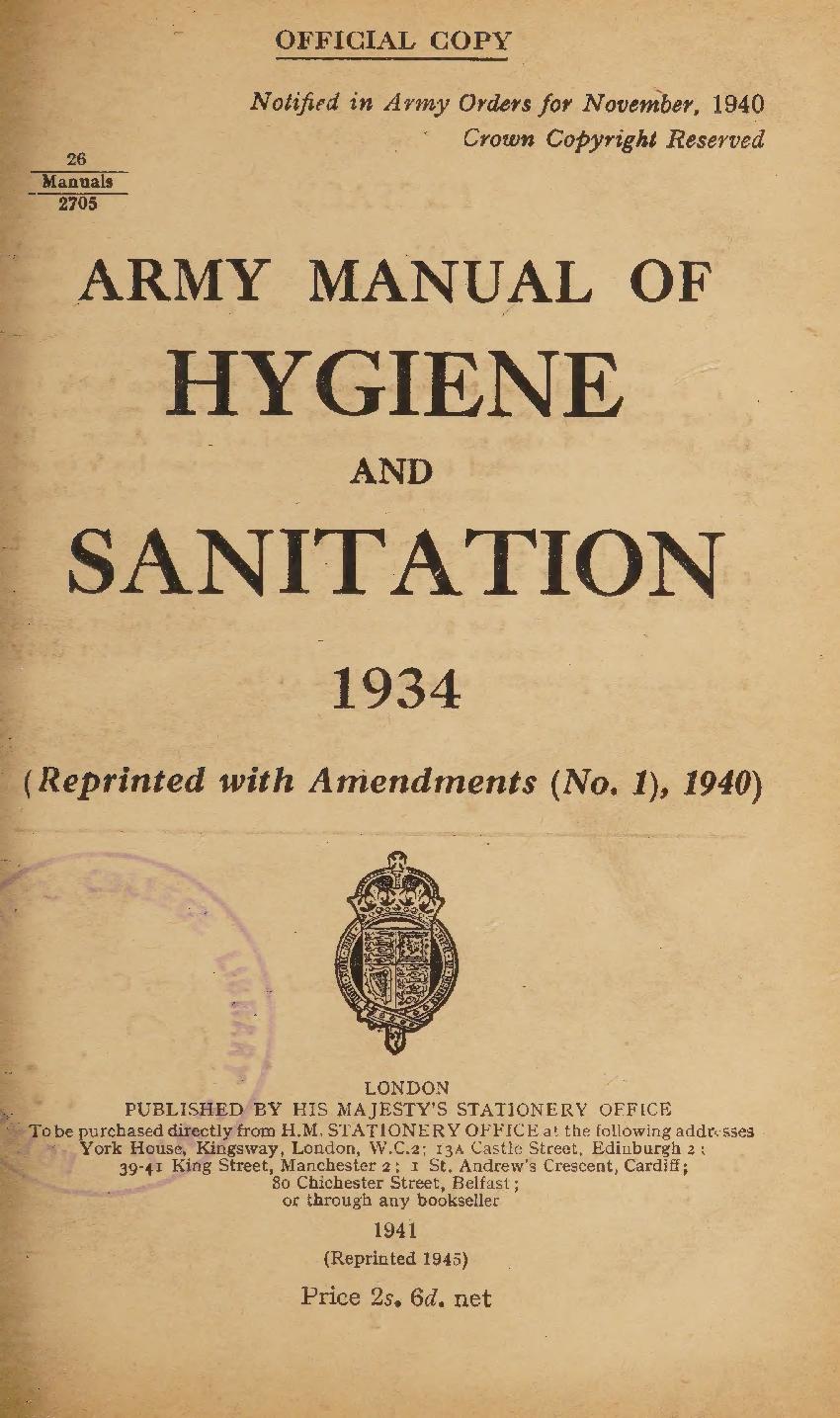 Army manual of hygiene and sanitation