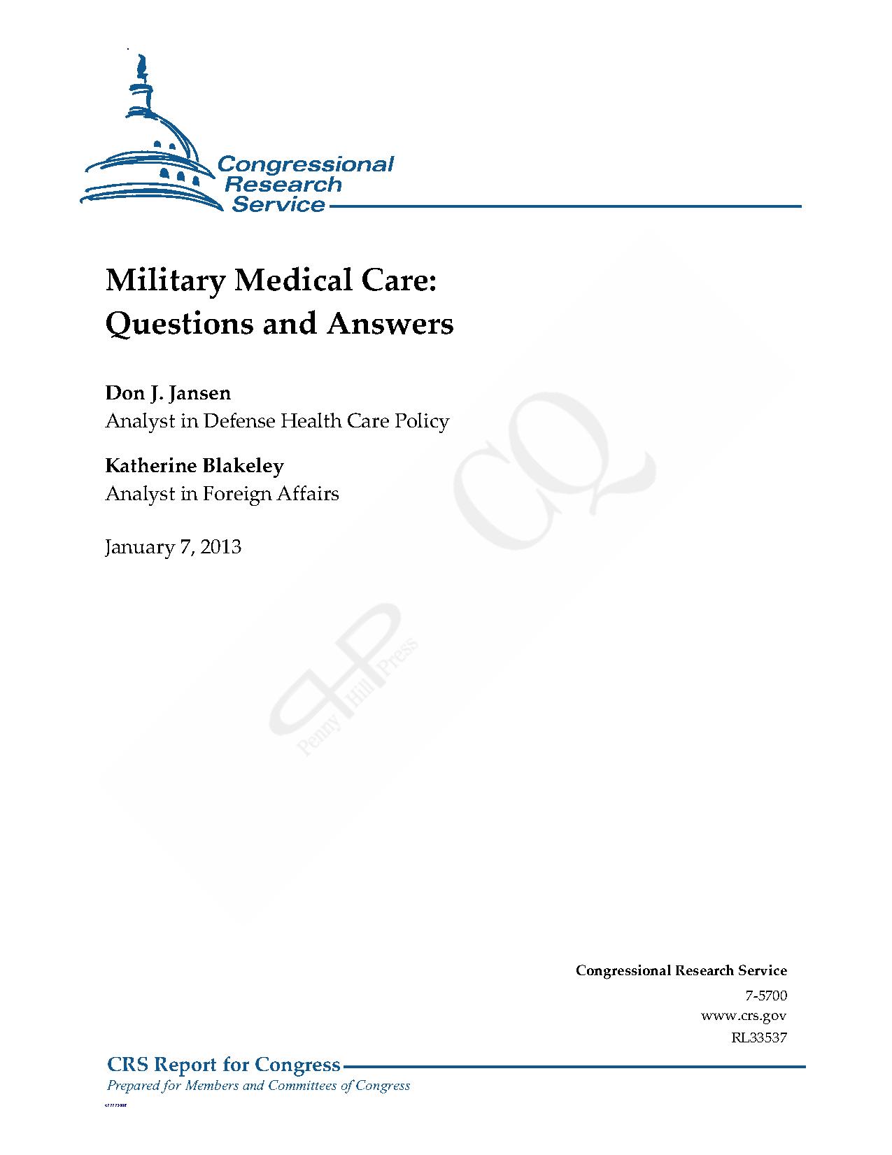 Military Medical Care: Questions and Answers